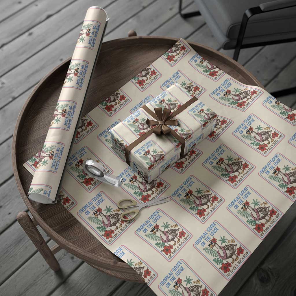 Funny Hawaiian Beach Vacation Graphic Wrapping Paper Roll Tropical Goose On The Loose