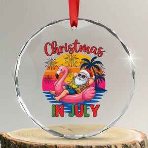 Funny Hawaiian Christmas Crystal Glass Ornament Santa Beach Tropical Xmas TS14 Transparent Glass 3'' Circle Print Your Wear
