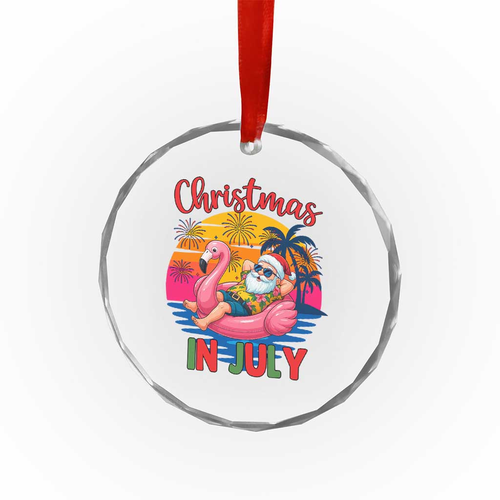 Funny Hawaiian Christmas Crystal Glass Ornament Santa Beach Tropical Xmas TS14 Print Your Wear
