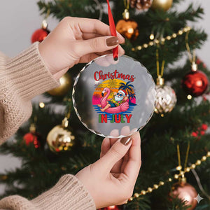 Funny Hawaiian Christmas Crystal Glass Ornament Santa Beach Tropical Xmas TS14 Print Your Wear