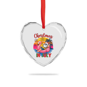 Funny Hawaiian Christmas Heart Crystal Glass Ornament Santa Beach Tropical Xmas TS14 Print Your Wear