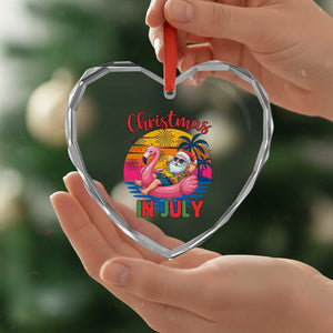 Funny Hawaiian Christmas Heart Crystal Glass Ornament Santa Beach Tropical Xmas TS14 Print Your Wear