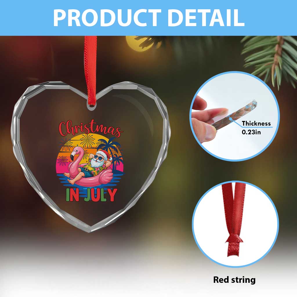 Funny Hawaiian Christmas Heart Crystal Glass Ornament Santa Beach Tropical Xmas TS14 Print Your Wear