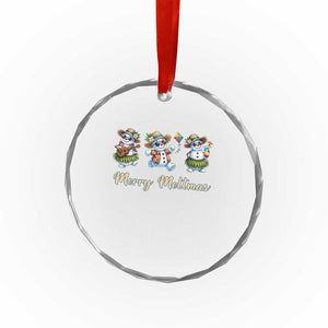 Funny Hawaiian Snowman Summer Graphic Crystal Glass Ornament Merry Meltmas