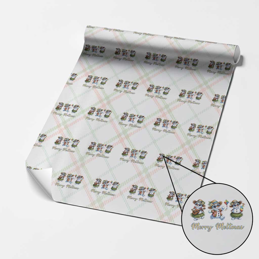 Funny Hawaiian Snowman Summer Graphic Wrapping Paper Roll Merry Meltmas