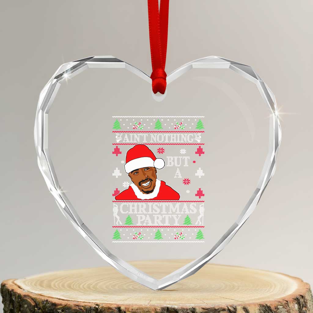 Funny Heart Crystal Glass Ornament Funny Ain't No Party Like a Diddy Party Ugly Christmas Sweater TS10 Transparent Glass 3'' Heart Print Your Wear