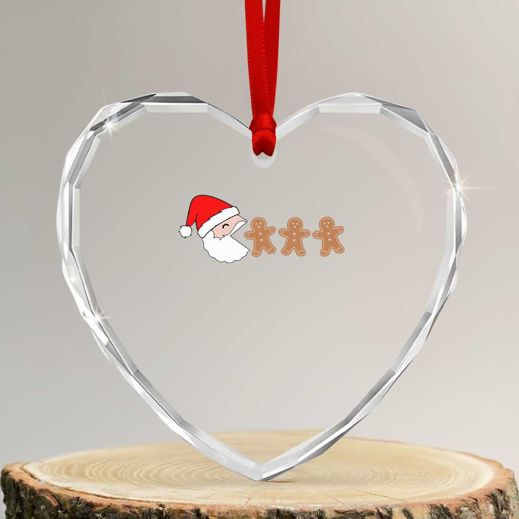 Funny Heart Crystal Glass Ornament Santa Eating Gingerbread Men Gamer Men Women Kids TS10 Transparent Glass 3'' Heart Print Your Wear