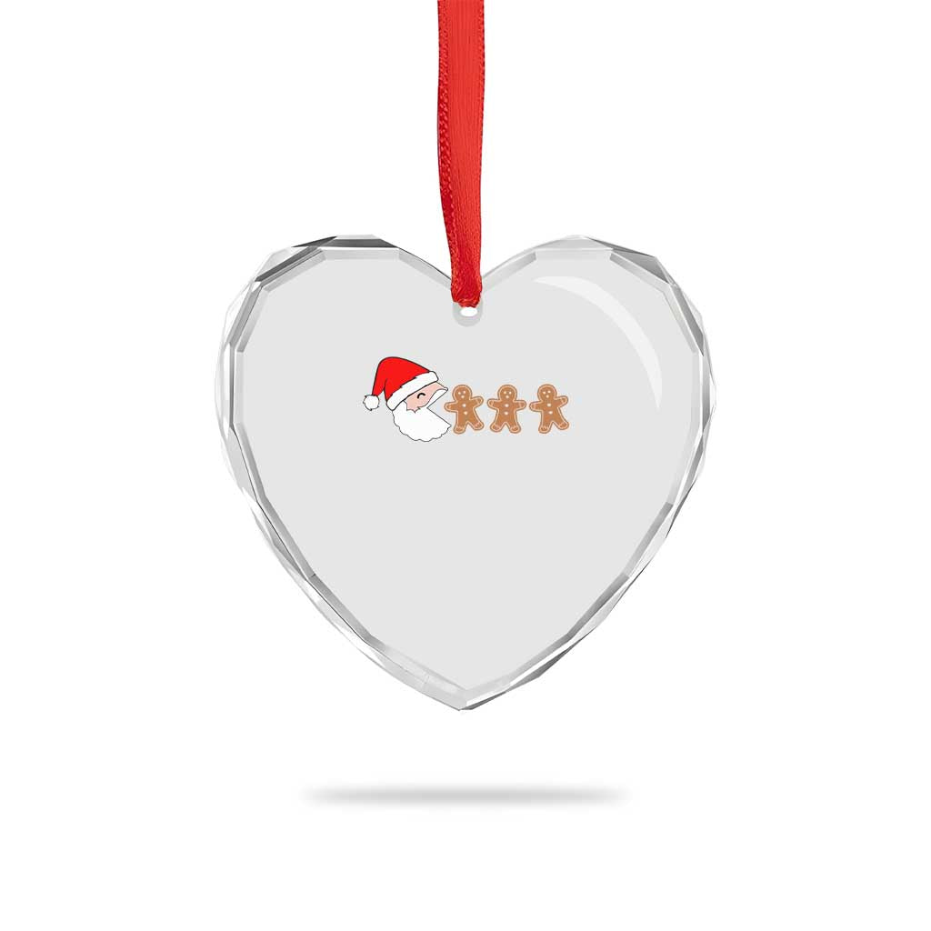 Funny Heart Crystal Glass Ornament Santa Eating Gingerbread Men Gamer Men Women Kids TS10 Print Your Wear
