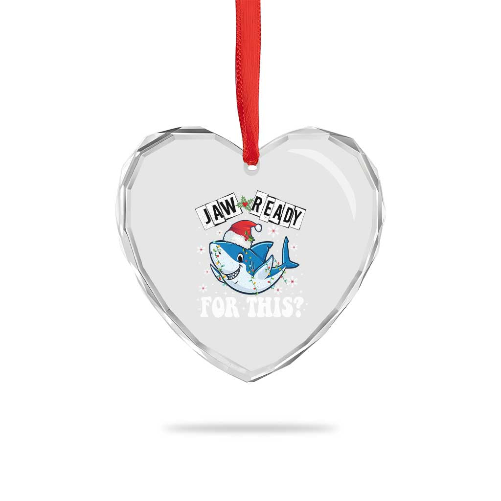 Funny Heart Crystal Glass Ornament Sharkmas Shark Lights Red Santa Hat Jaw Ready For This TS10 Print Your Wear