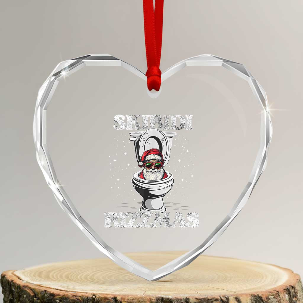 Funny Heart Crystal Glass Ornament Skibidi Rizzmas Rizz Santa Toilet Kid Cool TS10 Transparent Glass 3'' Heart Print Your Wear