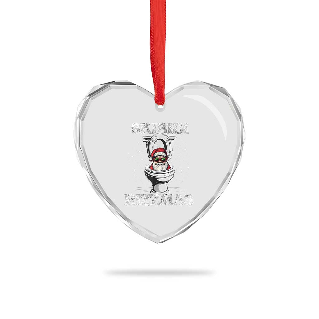 Funny Heart Crystal Glass Ornament Skibidi Rizzmas Rizz Santa Toilet Kid Cool TS10 Print Your Wear