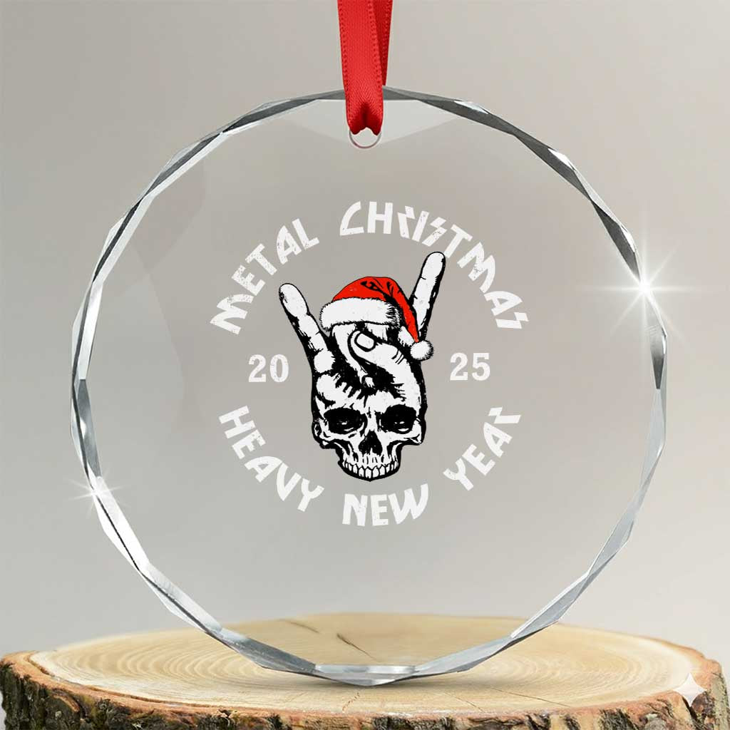 Funny Heavy Metal Crystal Glass Ornament Metal Christmas Heavy New Year Rock Hand Sign TS09 Transparent Glass 3'' Circle Print Your Wear