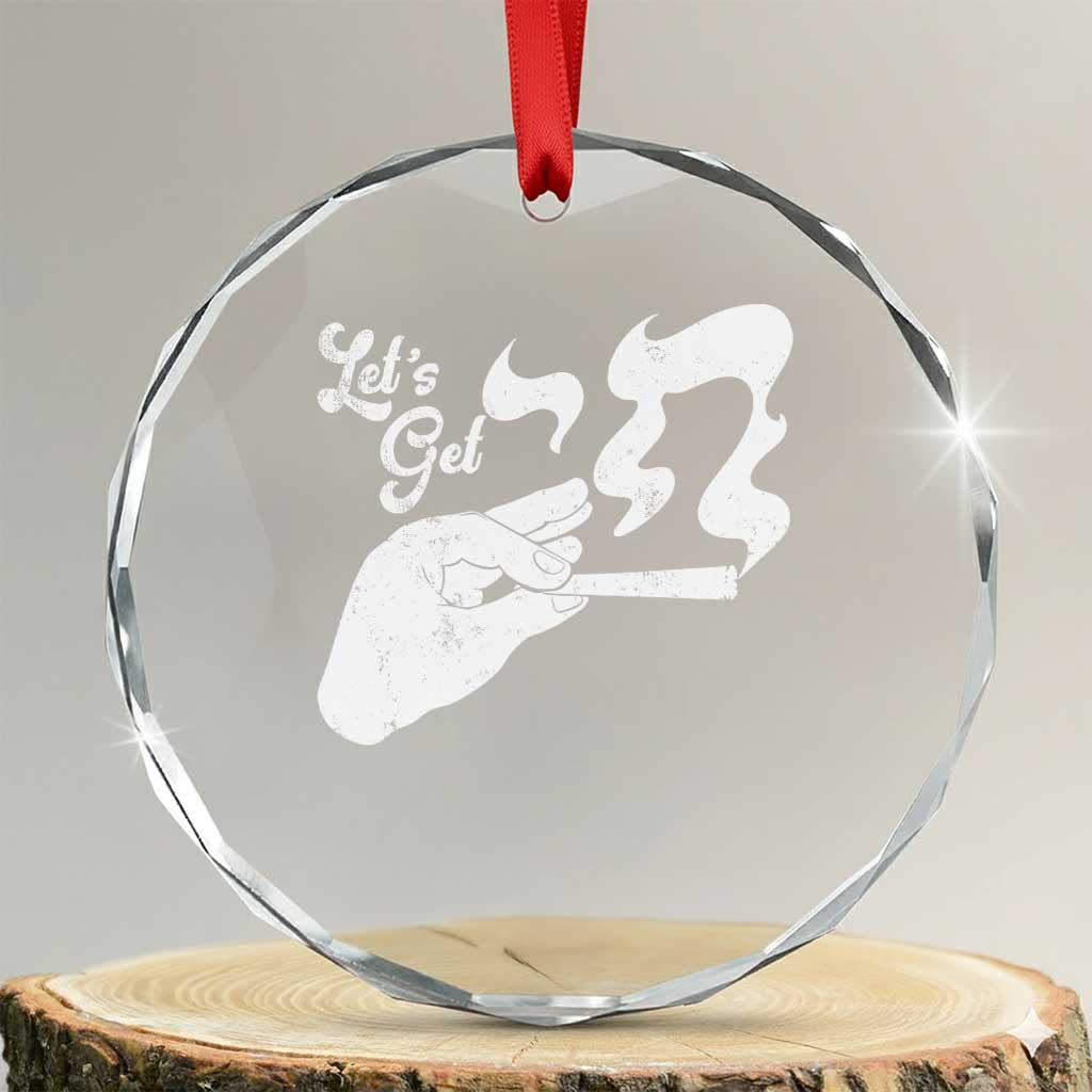 Funny Hebrew Crystal Glass Ornament Let's Get Chai Jewish Vintage Cigarette TS11 Transparent Glass 3'' Circle Print Your Wear
