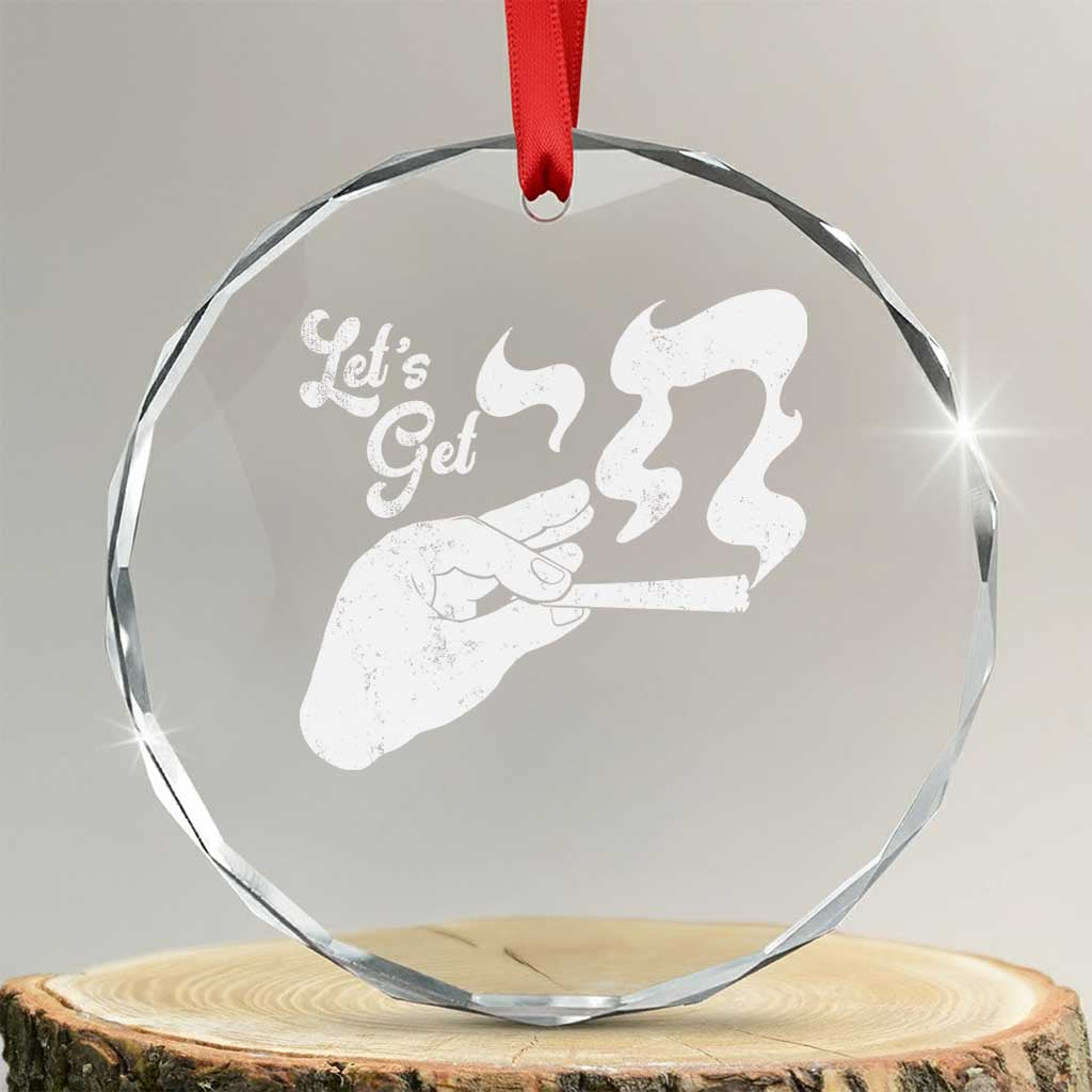 Funny Hebrew Crystal Glass Ornament Let's Get Chai Jewish Vintage Cigarette TS11 Transparent Glass 3'' Circle Print Your Wear