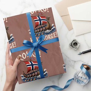 Funny Heia Norge Soccer Viking Row Wrapping Paper Roll Ro Ro Norway Football Fans Norwegian Pride TS02 Mocha Print Your Wear