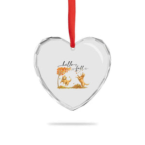 Funny Hello Fall Thanksgiving Golden Retriever Heart Crystal Glass Ornament TS12 Print Your Wear