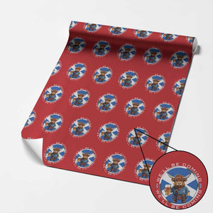 Funny Highland Cow in Kilt Drinking Wrapping Paper Roll We'll Be Coming Scottish Pride Football Fans TS02 Red Print Your Wear
