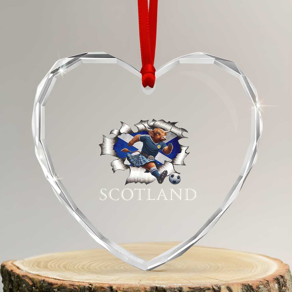 Funny Highland Cow in Kilt Footballer Heart Crystal Glass Ornament We'll Be Coming Scottish Pride Football Fans TS02 Transparent Glass 3'' Heart Print Your Wear