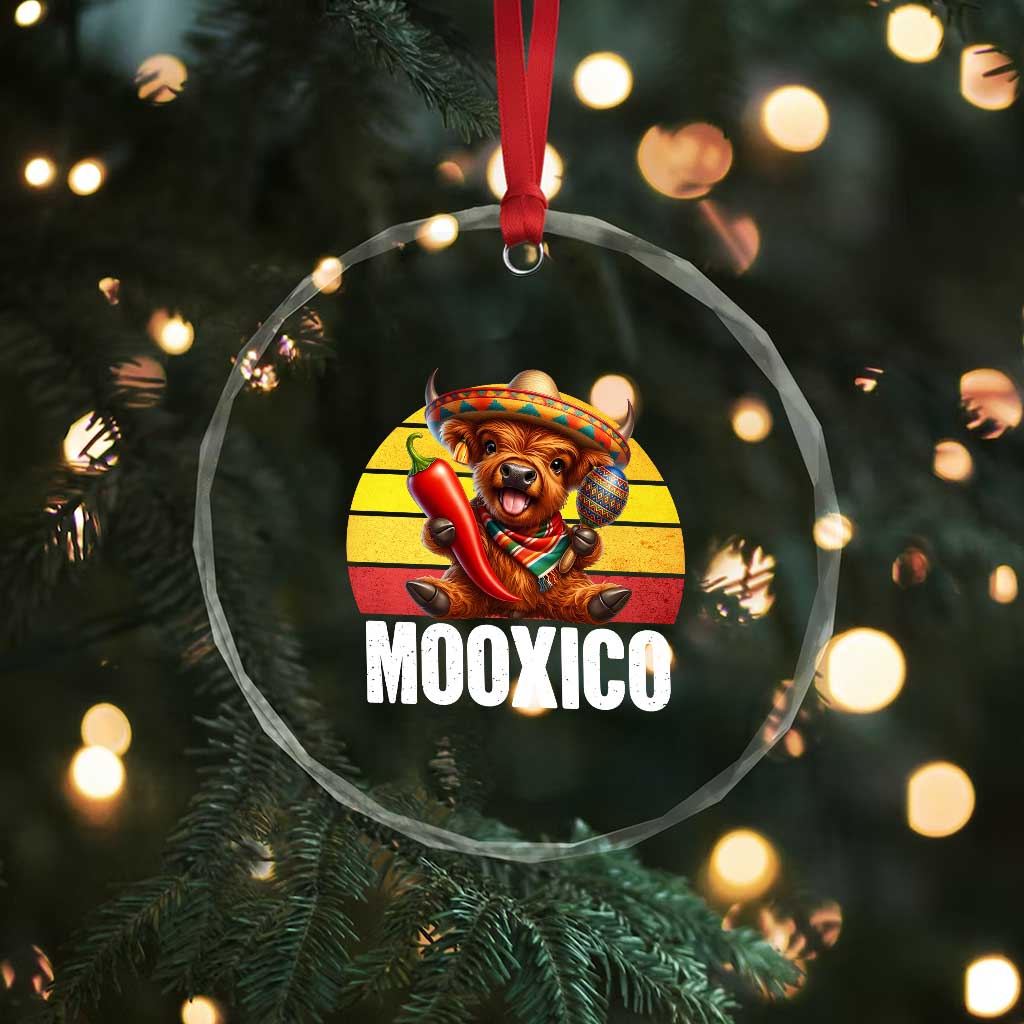 Funny Highland Cow MooXico Crystal Glass Ornament Cinco De Mayo Fiesta Party TS12 Print Your Wear