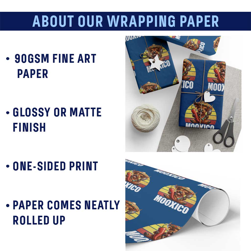 Funny Highland Cow MooXico Wrapping Paper Roll Cinco De Mayo Fiesta Party TS12 Print Your Wear