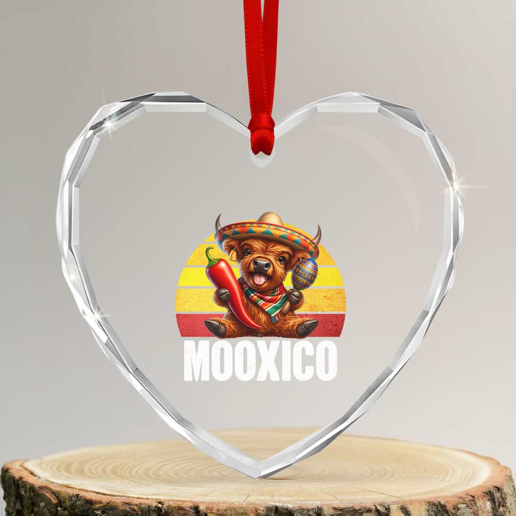 Funny Highland Cow MooXico Heart Crystal Glass Ornament Cinco De Mayo Fiesta Party TS12 Transparent Glass 3'' Heart Print Your Wear