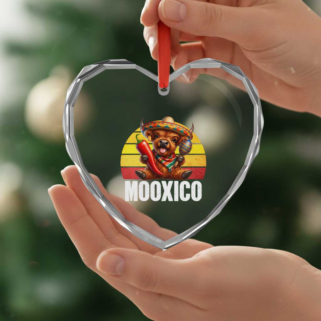Funny Highland Cow MooXico Heart Crystal Glass Ornament Cinco De Mayo Fiesta Party TS12 Print Your Wear