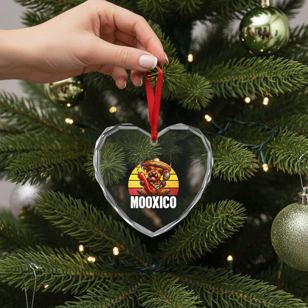 Funny Highland Cow MooXico Heart Crystal Glass Ornament Cinco De Mayo Fiesta Party TS12 Print Your Wear