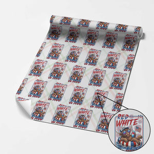 Funny Highland Cow Pool Party 4th Of July Wrapping Paper Roll Red White And Moo