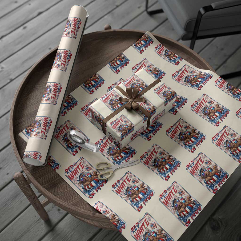 Funny Highland Cow Pool Party 4th Of July Wrapping Paper Roll Red White And Moo