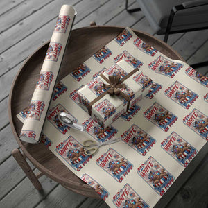 Funny Highland Cow Pool Party 4th Of July Wrapping Paper Roll Red White And Moo