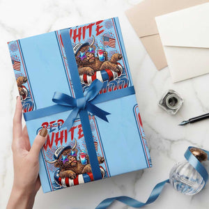 Funny Highland Cow Pool Party 4th Of July Wrapping Paper Roll Red White And Moo