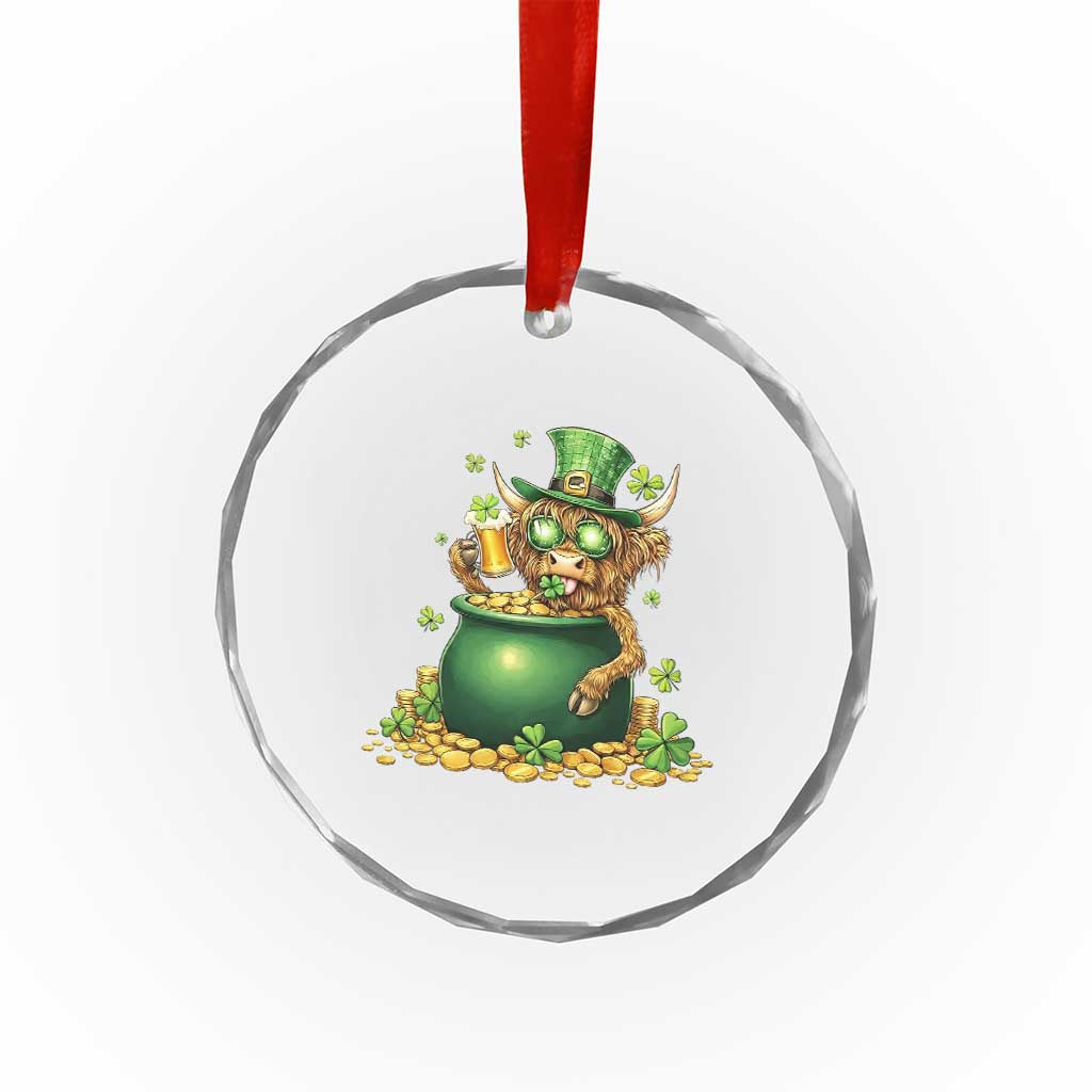 Funny Highland Cow St Patricks Day Crystal Glass Ornament Farm Lover Gift TS12 Print Your Wear