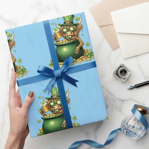 Funny Highland Cow St Patricks Day Wrapping Paper Roll Farm Lover Gift TS12 Light Blue Print Your Wear