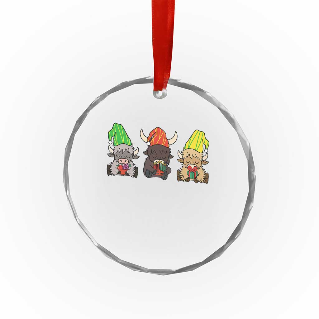 Funny Highland Cow With Kinara And Presents Cultural Pride Gift Crystal Glass Ornament TS12 Print Your Wear