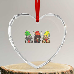 Funny Highland Cow With Kinara And Presents Cultural Pride Gift Heart Crystal Glass Ornament TS12 Transparent Glass 3'' Heart Print Your Wear