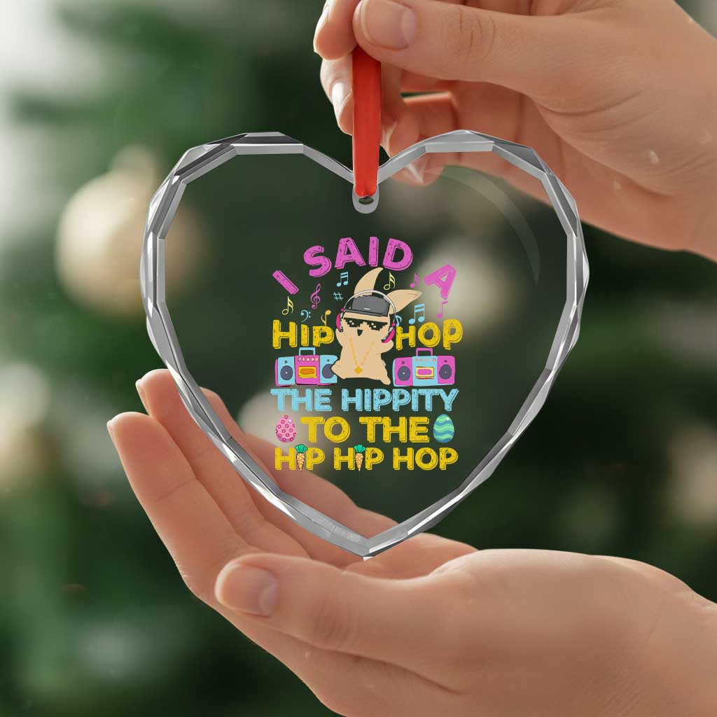 Funny Hip Hop Hippity Easter Bunny Heart Crystal Glass Ornament TS10 Print Your Wear