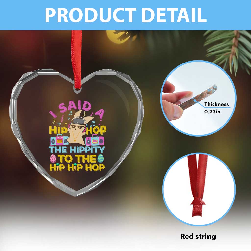 Funny Hip Hop Hippity Easter Bunny Heart Crystal Glass Ornament TS10 Print Your Wear
