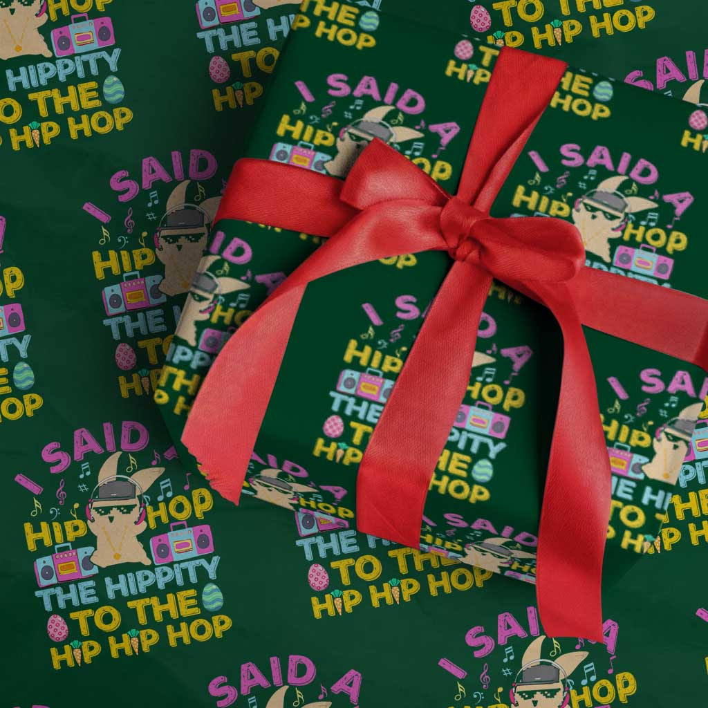 Funny Hip Hop Hippity Easter Bunny Wrapping Paper Roll TS10 Green Print Your Wear