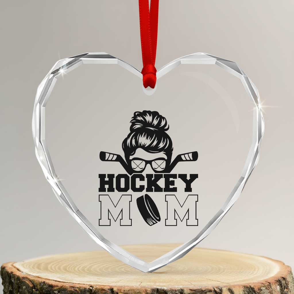 Funny Hockey Mom Quote Heart Crystal Glass Ornament Gift For Hockey Lovers TS12 Transparent Glass 3'' Heart Print Your Wear