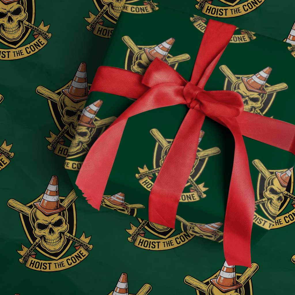 Funny Hoist The Cone Skull Wrapping Paper Roll IYKYK Meme Gritty Victory Celebration Sports Fan TS02 Green Print Your Wear