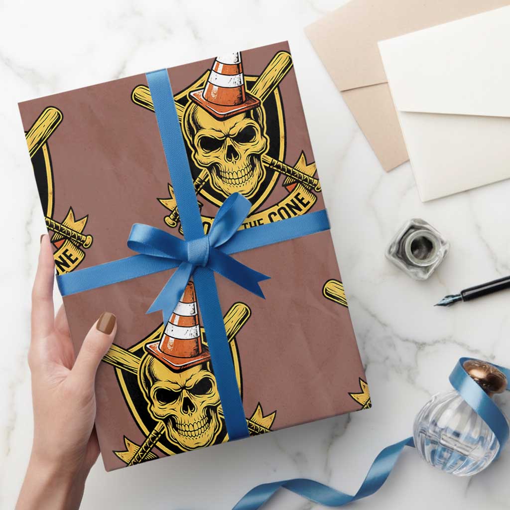Funny Hoist The Cone Skull Wrapping Paper Roll IYKYK Meme Gritty Victory Celebration Sports Fan TS02 Mocha Print Your Wear