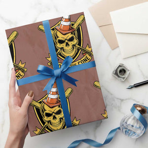 Funny Hoist The Cone Skull Wrapping Paper Roll IYKYK Meme Gritty Victory Celebration Sports Fan TS02 Mocha Print Your Wear