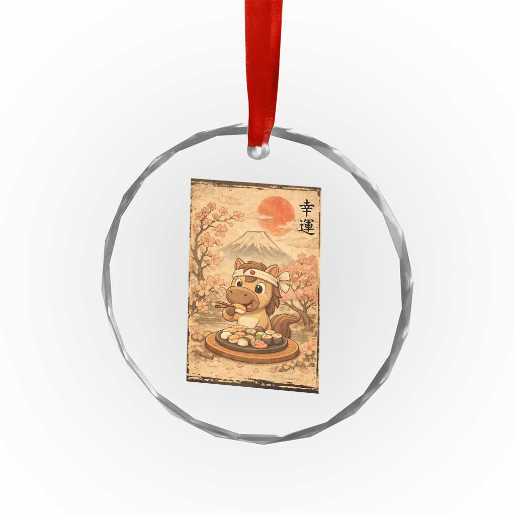 Funny Horse Eating Sushi Crystal Glass Ornament Japanese Noodle Lover TS12 Print Your Wear