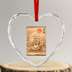 Funny Horse Eating Sushi Heart Crystal Glass Ornament Japanese Noodle Lover TS12 Transparent Glass 3'' Heart Print Your Wear