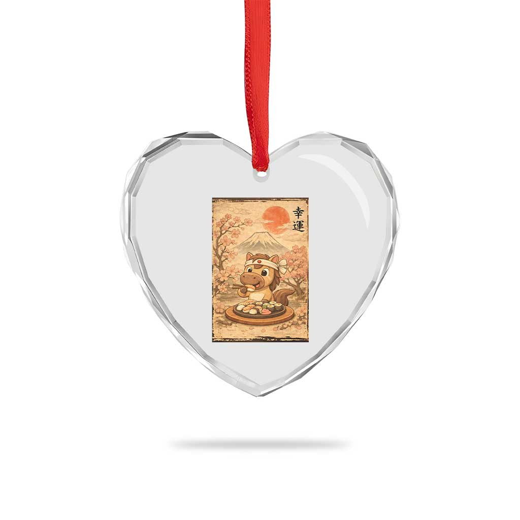Funny Horse Eating Sushi Heart Crystal Glass Ornament Japanese Noodle Lover TS12 Print Your Wear