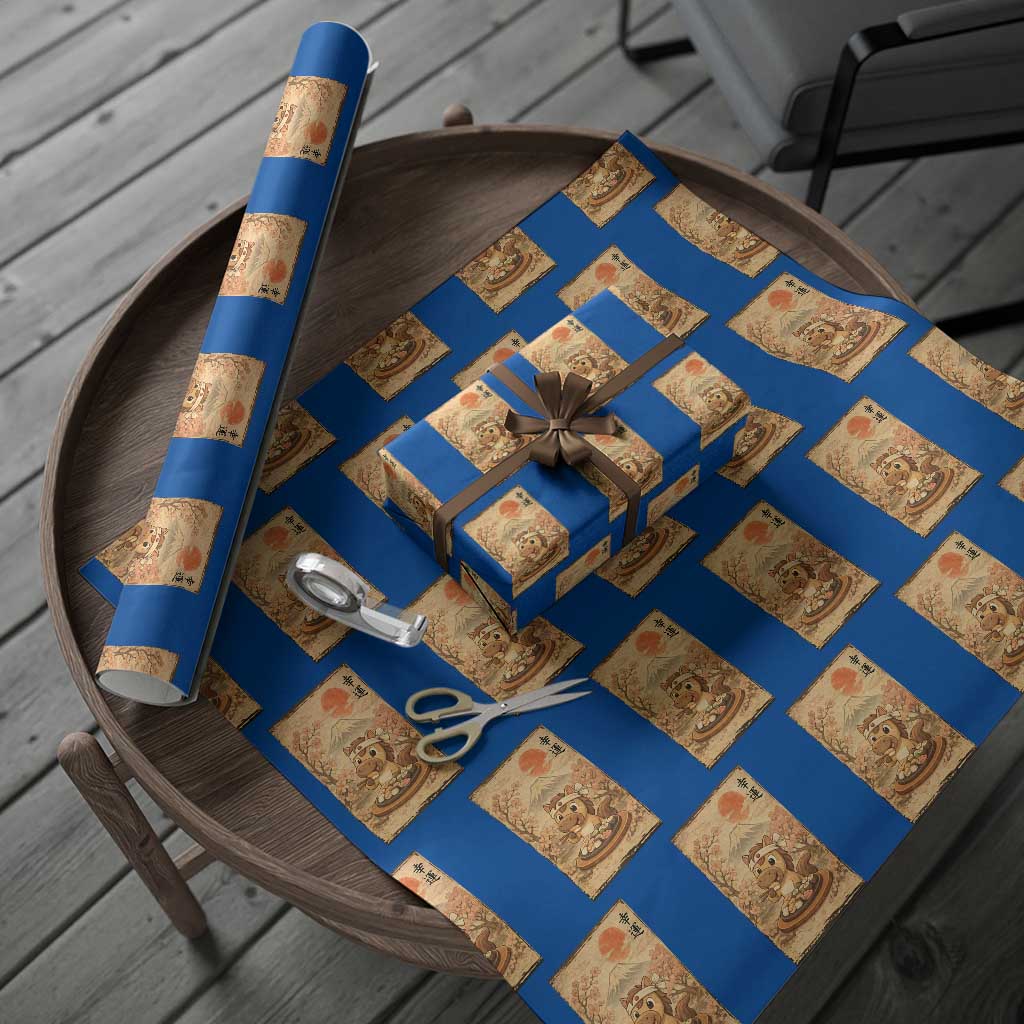 Funny Horse Eating Sushi Wrapping Paper Roll Japanese Noodle Lover TS12 Blue Print Your Wear