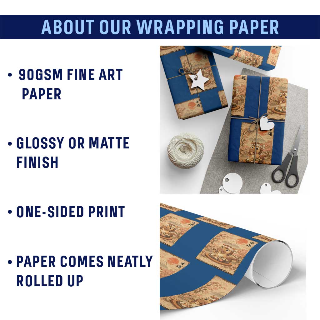 Funny Horse Eating Sushi Wrapping Paper Roll Japanese Noodle Lover TS12 Print Your Wear