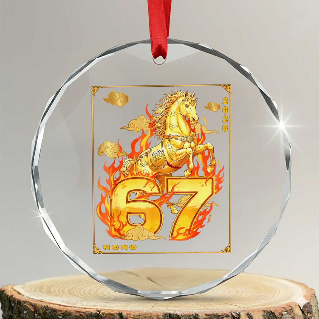Funny Horse Six Seven Meme Crystal Glass Ornament Happy Lunar New Year TS12 Transparent Glass 3'' Circle Print Your Wear