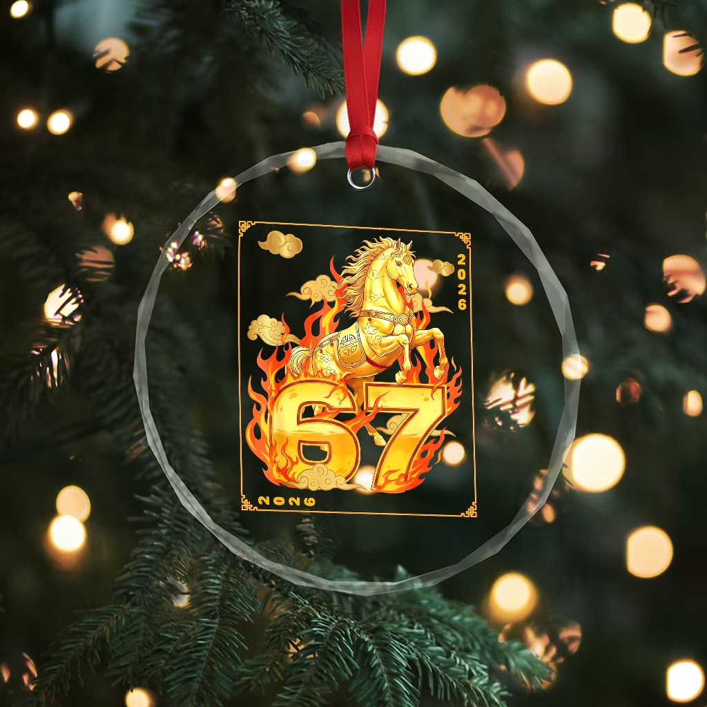 Funny Horse Six Seven Meme Crystal Glass Ornament Happy Lunar New Year TS12 Print Your Wear