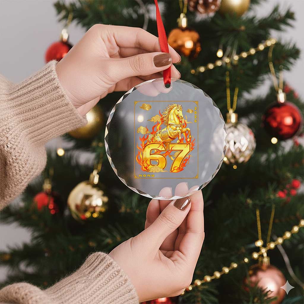 Funny Horse Six Seven Meme Crystal Glass Ornament Happy Lunar New Year TS12 Print Your Wear
